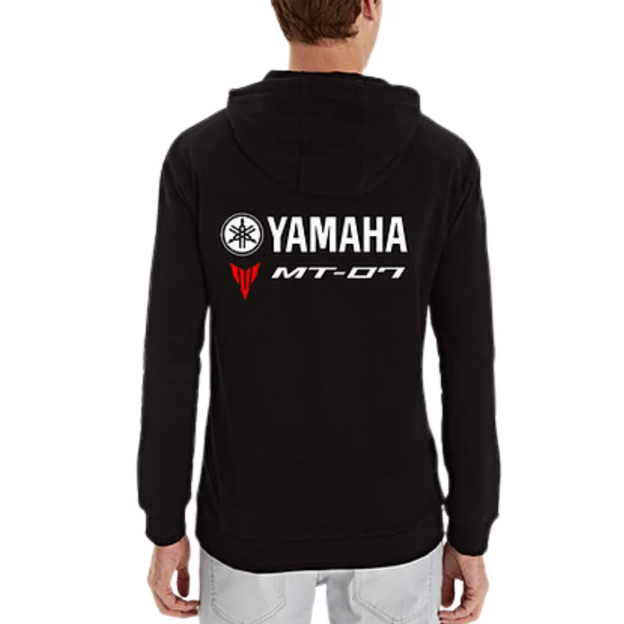 

New Fashion Spring Season Men's Hooded Sweatshirt with Yamaha MT07 Printed Hoodie Thick Hooded Sweatshirt Cotton Black