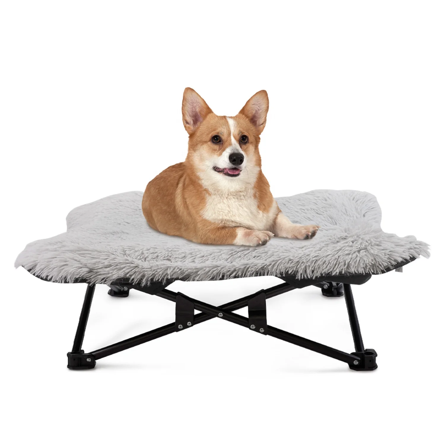 

Ourbo Autumn And Winter Plush Portable Raised Foldable Pet Elevated Dog Bed Pattern Bed Dog Camping Bed