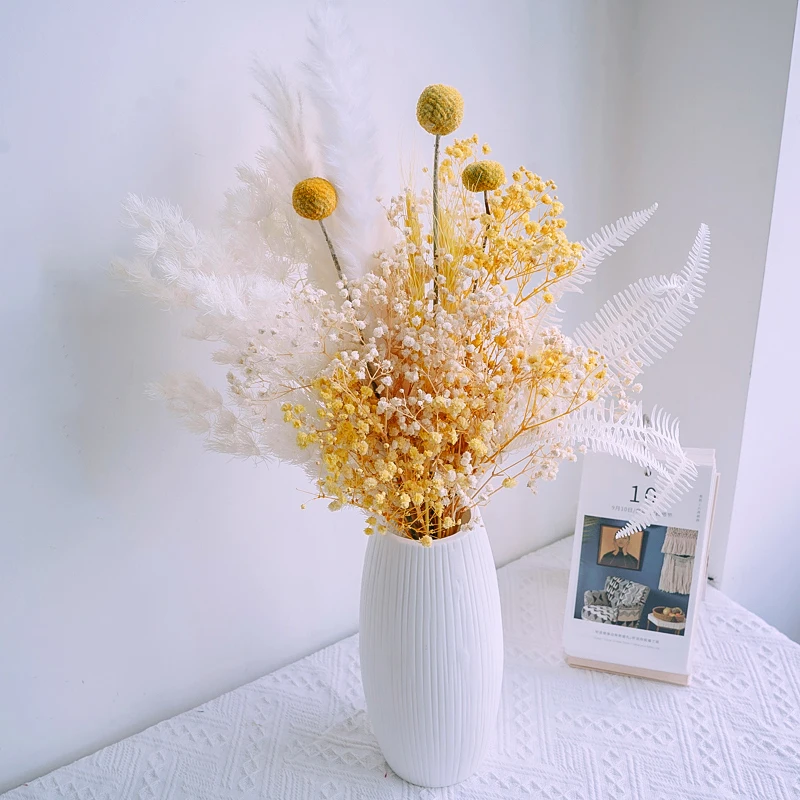Bouquet d'herbe de blé séchée Gypsophila Pampas, plantes décoratives  modernes pour mariage | AliExpress