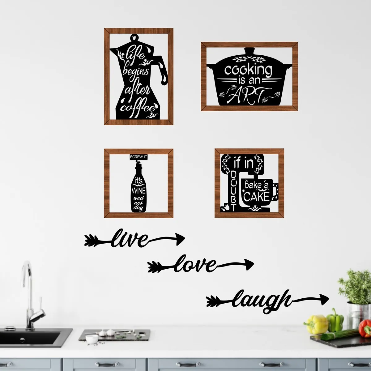 

3D Wall Wood Laser Cut 7 Piece Kitchen Design Wall Decoration Signboard Decor My Rule New Style Your Home Art Home Gifts Vintage