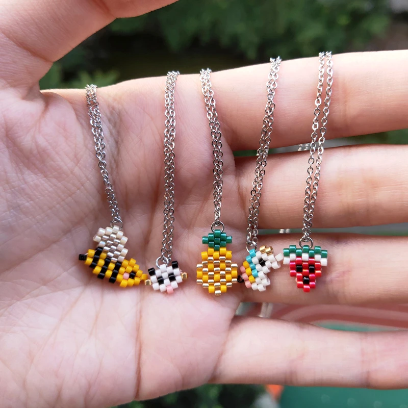 Симпатичное ожерелье FAIRYWOO украшения в виде животных единорог пчела арбуз ананас