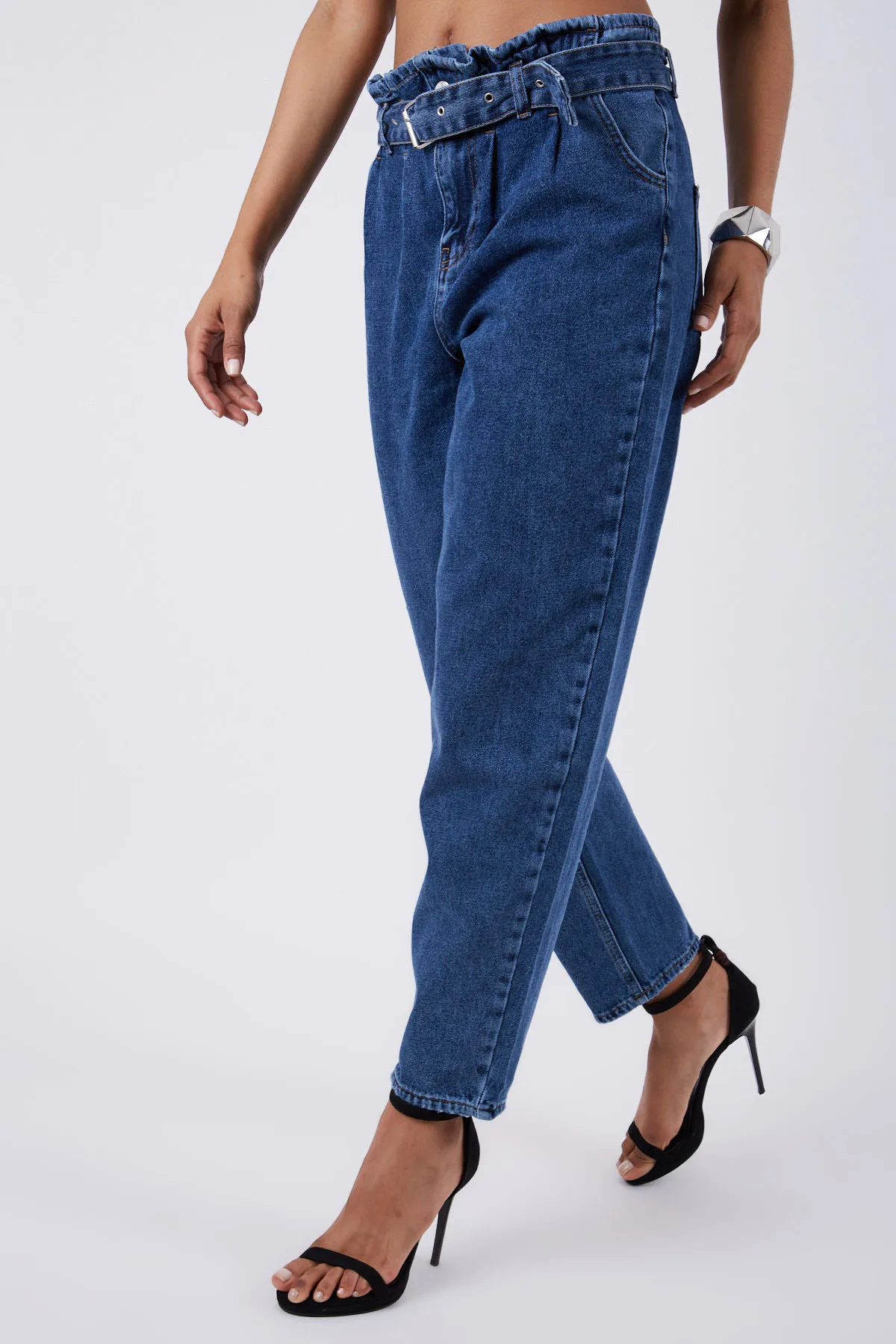 High Waist Jeans Women Harem Pants Loose Casual Plus Size High Street Denim Trousers Vintage with Belt Retro Straight Comfort