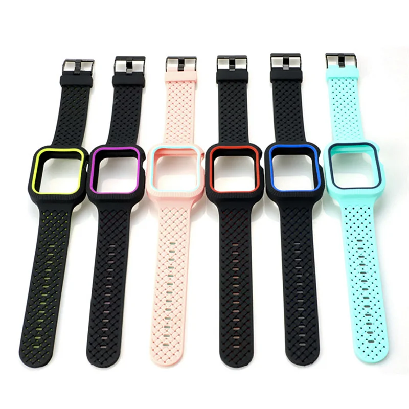 Чехол+ ремешок для часов Apple watch band 44 мм/40 мм iWatch band 42 мм 38 мм тканый силиконовый ремешок для часов Браслет Apple watch 5 4 3 21 40