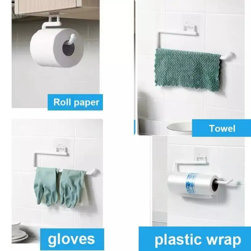 

Kitchen Paper Roll Holder Towel Hanger Rack Toilet Paper Holder Bar Cabinet Rag Hanging For Bathroom Accessories Organizer Shelf