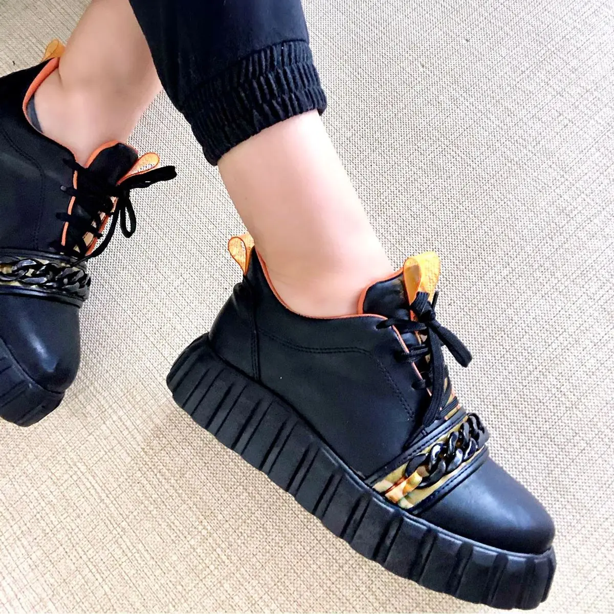 

Rana Black Women Sneaker Casual Breathable Comfortable Platform Sport Shoes Fashion Design Elegant Running Walking Lace Up Ladies Shoe Sneakers