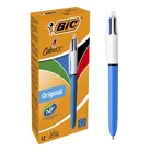 BIC 4 цвета Оригинальные выдвижные ручки СРЕДНИЙ наконечник (1,0 мм) -12 шт чехол