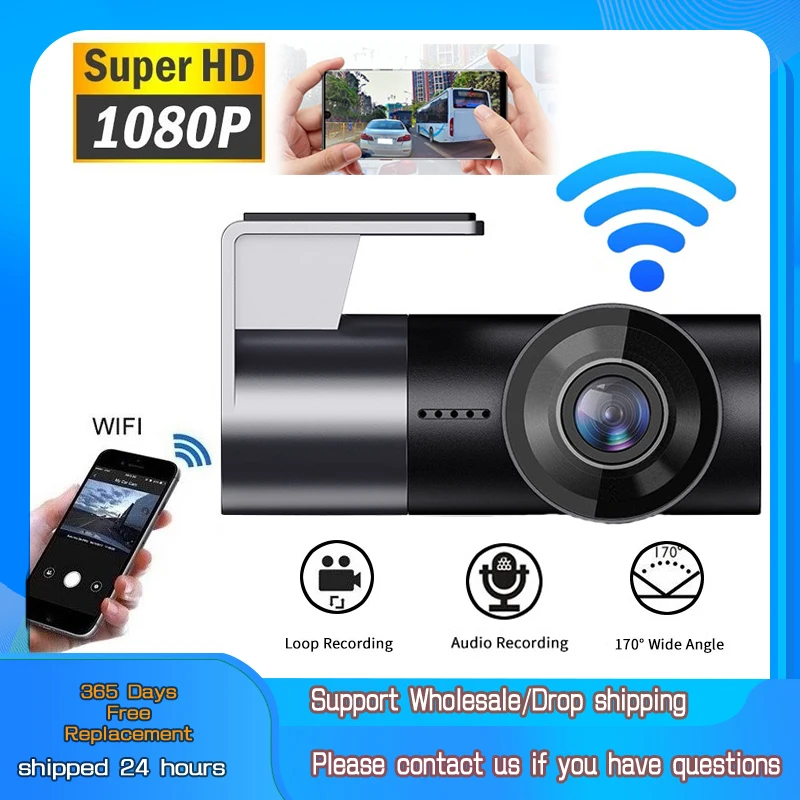 

Full HD 1080P Video Recorder 170° Wide Angle Dash Cam 4K Loop Recording Car DVR Camera WiFi Dashcam Night Vision Car Recorders