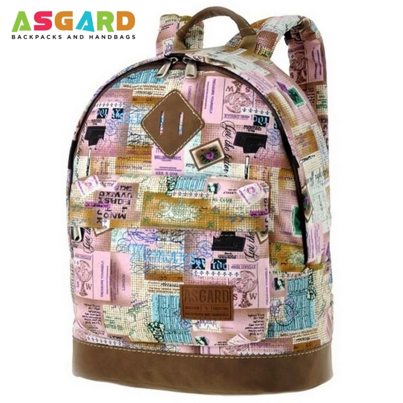 Модный молодежный женский рюкзак Asgard Р 5437 Коллаж Почта сиреневый|Женские