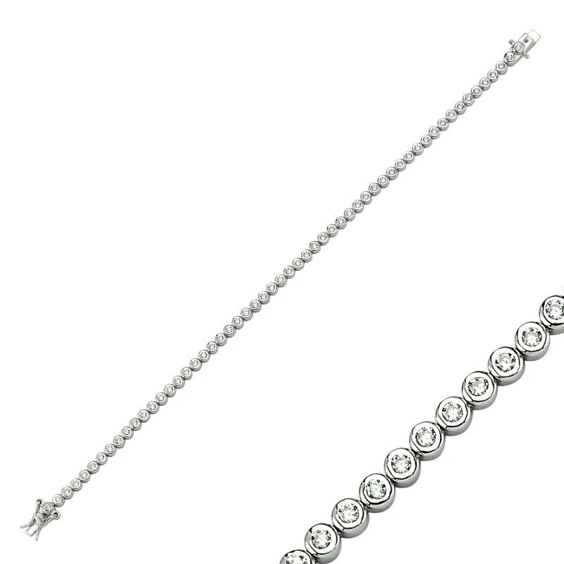 

Silver 925 Sterling 2mm Zirconia stone Watercourse Bracelet