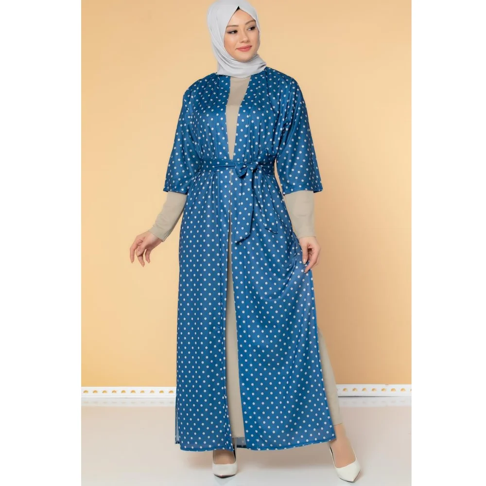 Polka Dot Double Hijab Suit and Cardigan Trend Moda muslim dress women abaya kaftan modest dress abayas for women abaya turkey t