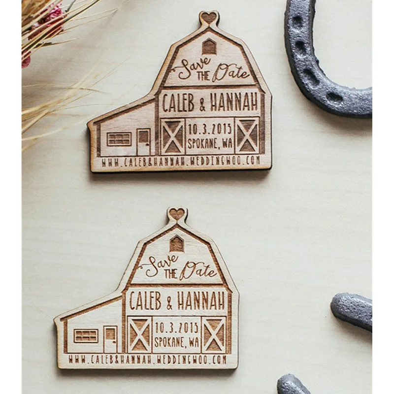 Деревянные сувениры в рустикальном стиле для вечеринки деревянный магнит форме