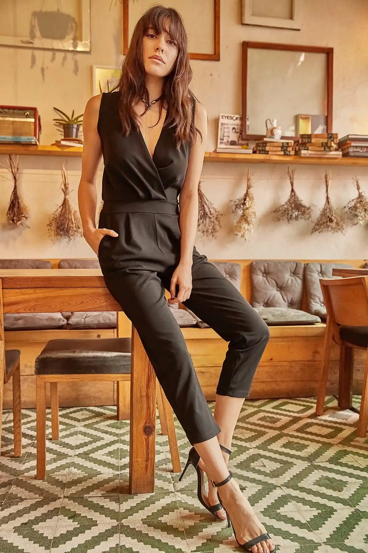 Ola Women Black Pockets Double Breasted Jumpsuit TLM-19000023 |