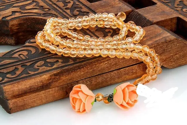

WONDERFUL Gift Crystal Look 99 Pcs Hajj Umrah Gift Rosary (10 Pieces) Orange color