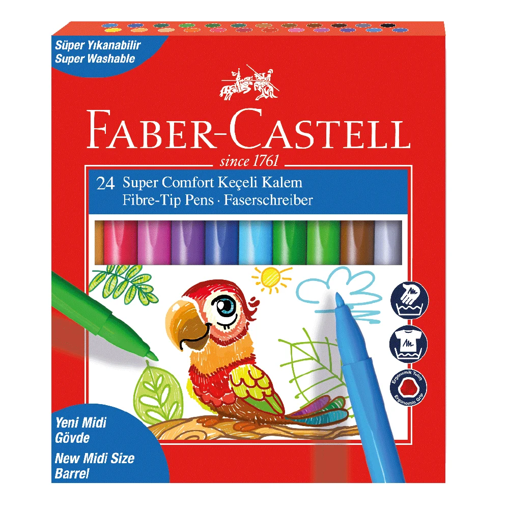 Faber-Castell Super Comfort Fibre-tip Pens, Pack of 24