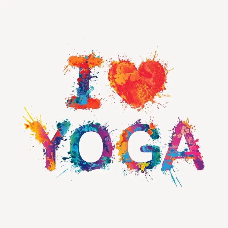 Занавеска для душа I Love Yoga Design Elements красочная красная желтая оранжевая Note