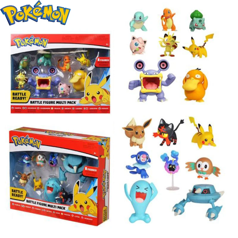 

8PCS/Set Pokemon Pikachu Figures Eevee Popplio Rowlet Cosmog Metang Litten Wobbuffet Pika Action Figure Toys for Children Gift