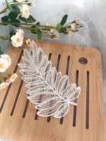 167cm 2 pcs beaded bamboo leaf neckline lace applique off white lace collar for fabric apparel sewing on home textiles