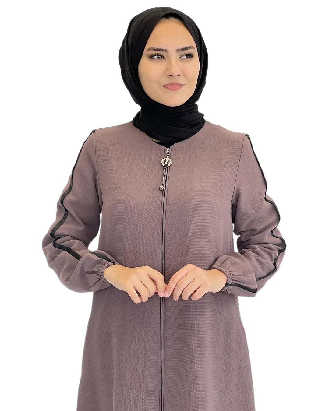 Muslim Abaya Islamic Dress Hijab Fashion Clothing Gold Ribbon Detail Elegant Sports Crepe Fabric Lavin Ferace