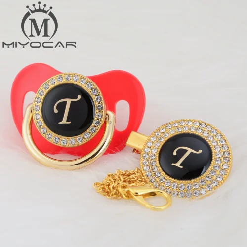 LT-5 6-18M MIYOCAR имя инициалы буквы T элегантный Серебряный bling соска и пустышка Клип BPA бесплатно пустышка bling уникальный дизайн SGS пройти LT - Цвет: LT-5 6-18M