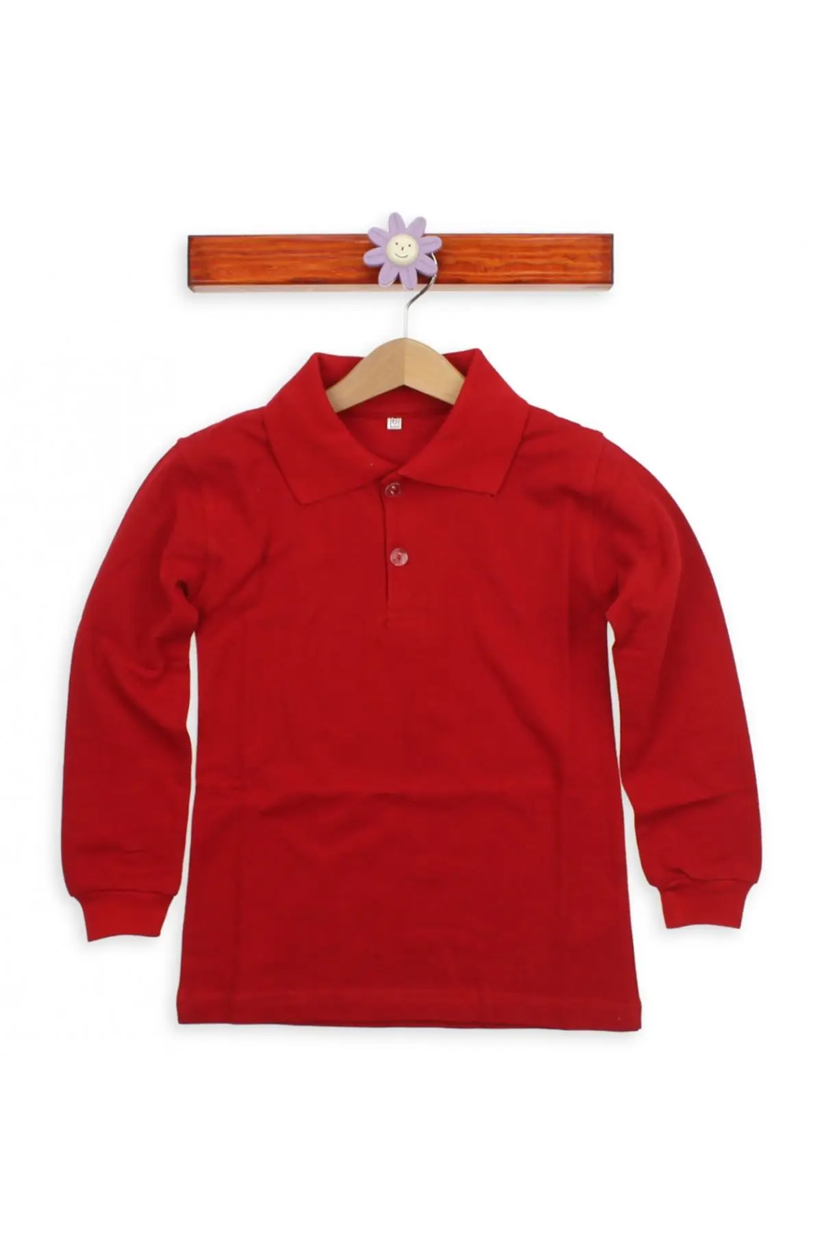 Красная хлопковая детская Базовая футболка с воротником-поло | Мать и ребенок