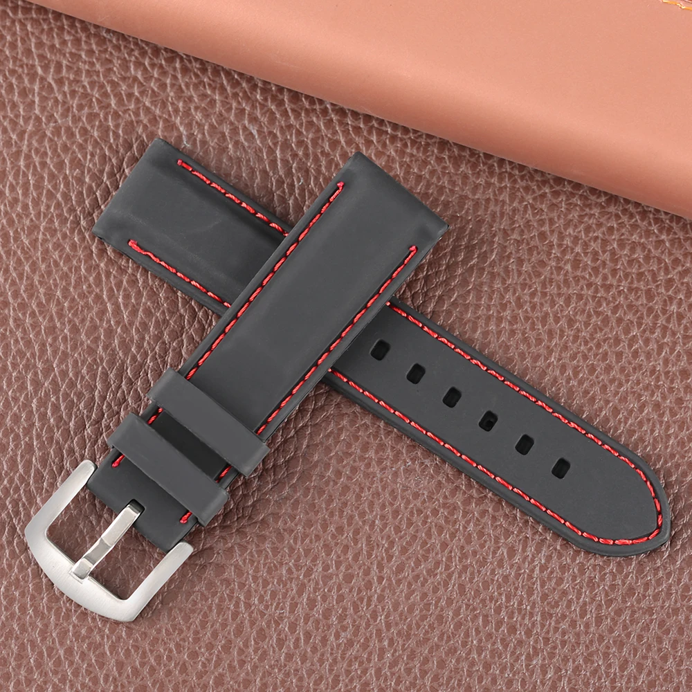 22 мм 24 ремешок Военная Униформа браслет внутренней красной линии сшивание Спорт