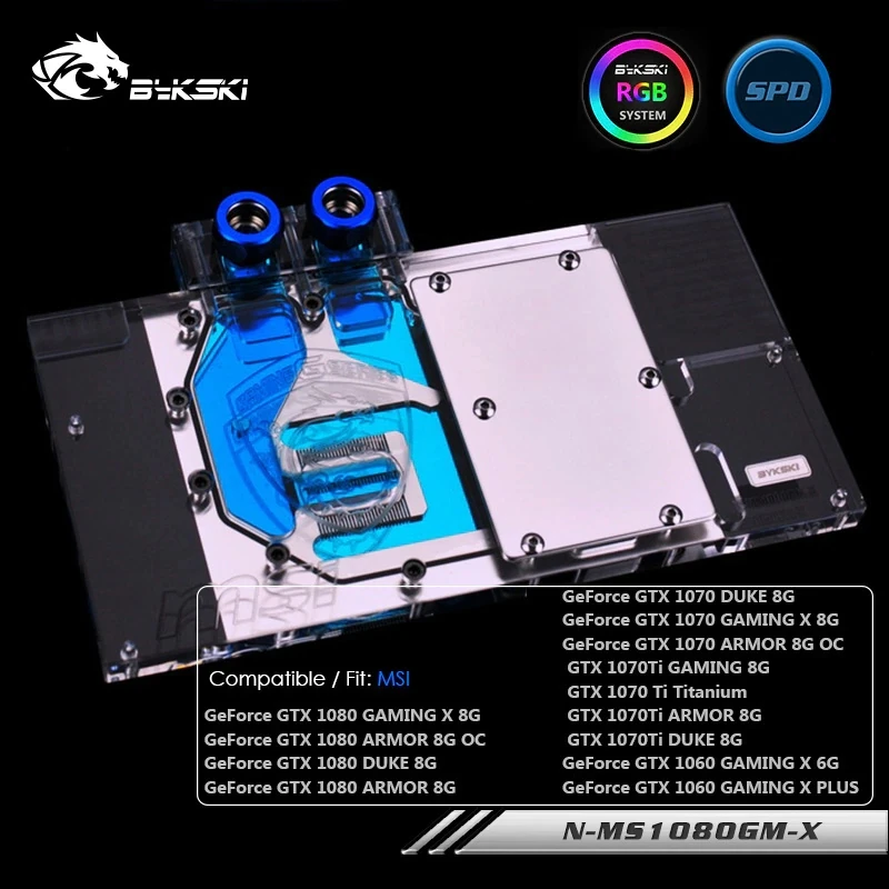 

BYKSKI Gpu Water Cooling Block use for MSI GTX1080/1070TI/1070/1060 Gaming X 8G ARMOR/Full Cover Graphics Card Copper Raidator