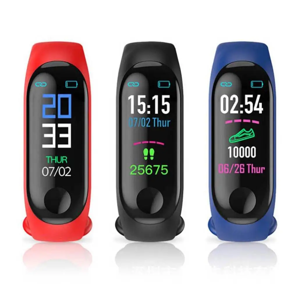 M3Plus Smart Heart Rate Monitor Wristband Pedometer Call Reminder Message Push Neutral Silicone Waterproof Sleep Monitoring | Красота и