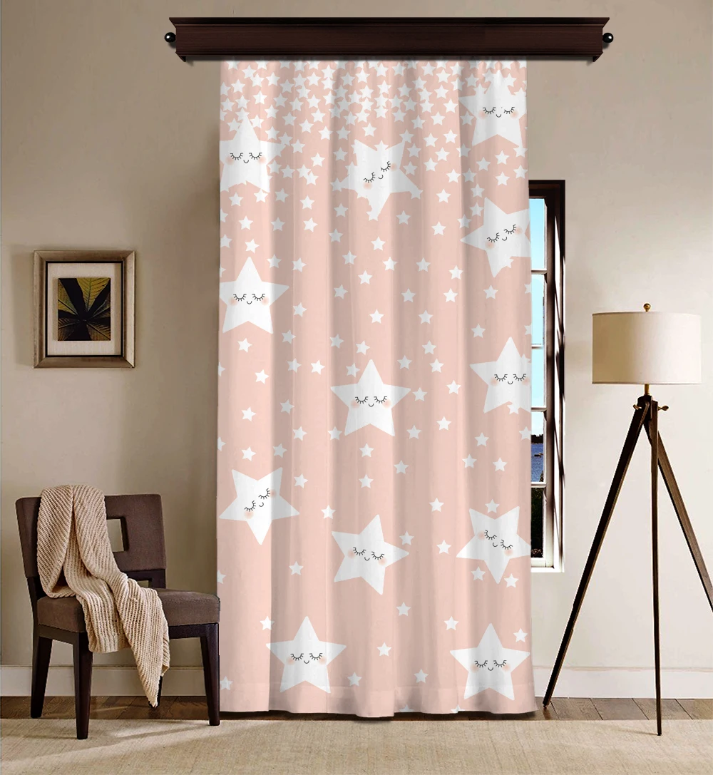 

Cipcici Cute Sleeping Stars Pink Blackout Curtains for Living Room Bedroom Child Decorative Elite Girl Geometric Luxury Modern