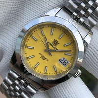 steeldive sd 1934 diver watch water ghost men automatic mechanical watches yellow dial 20bar luminous date jubilee bracelet