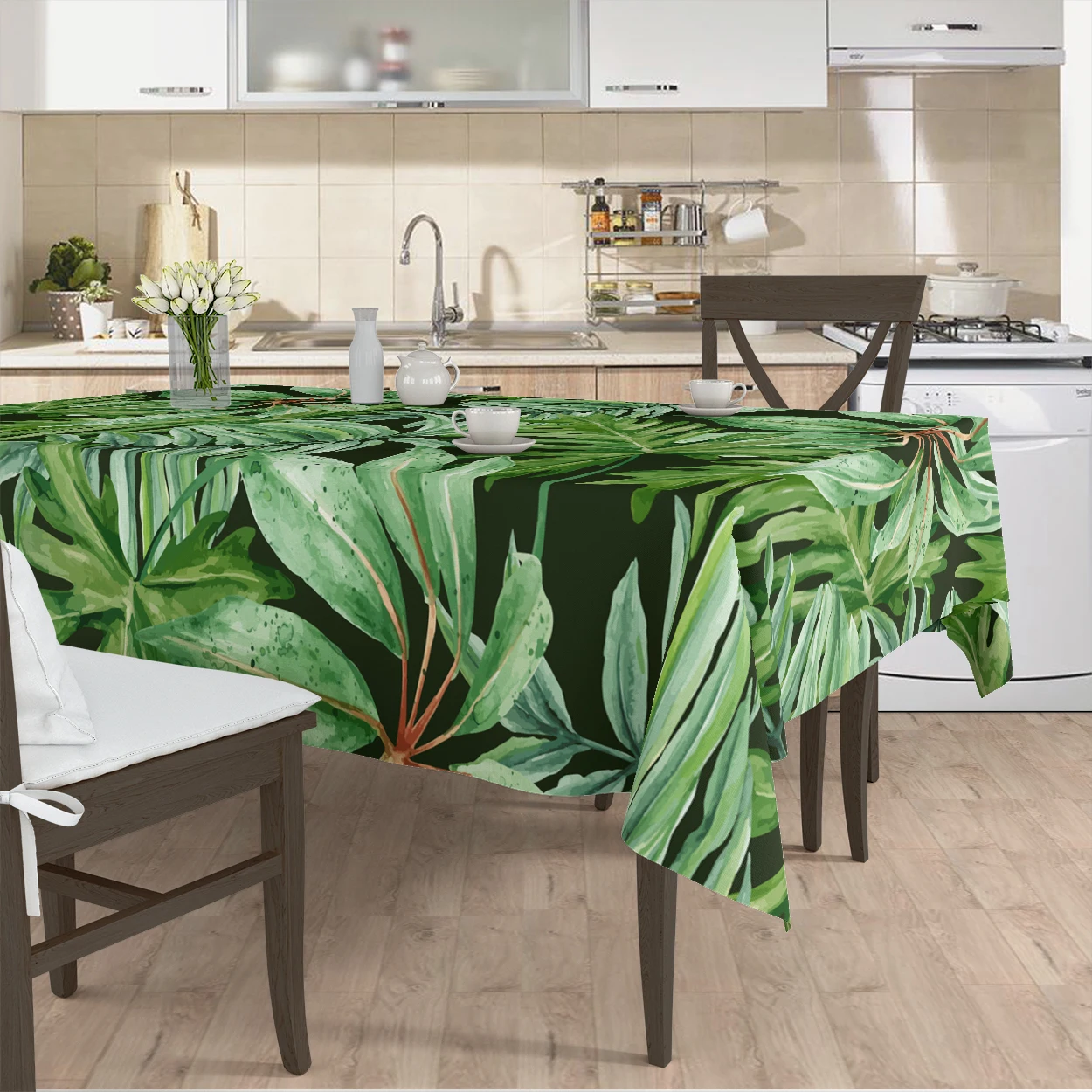 

table cloth living room kitchen cover runner patterned Yesil tree leaf green patterned micro fabric cover free shipping