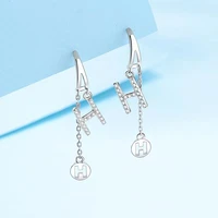 trendy 925 sterling silver h letter 0 17ct moissanite drop earrings for women jewelry platinum plated dangle earrings gift