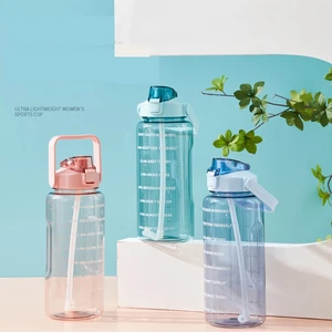 Hot Portable Large-Capacity Water Bottle Time Marker Leak-Proof Bpa Frosted Cup For Outdoor Sports D