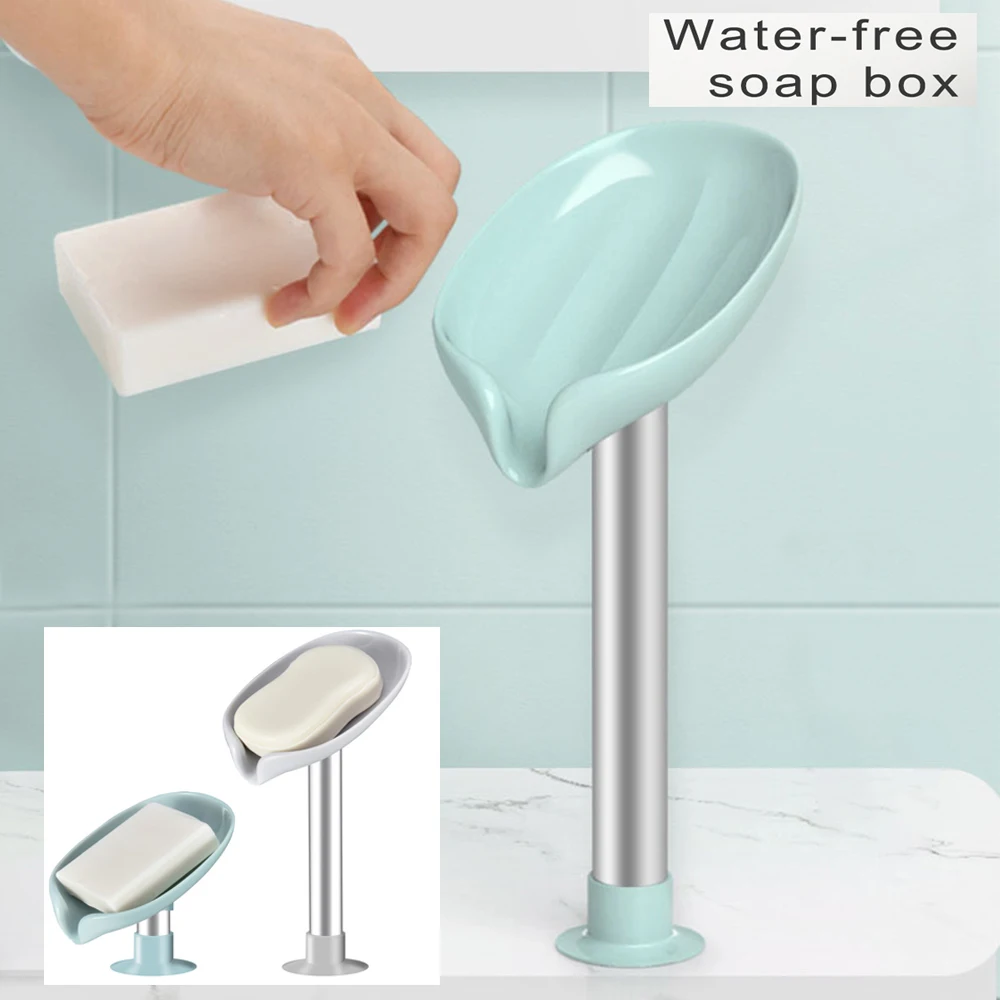 

Creative Leaf-shape Soap Box New Soap Drain Tray Holder Kitchen Bathroom Soap Dish Draining Rack Laundry Shower Soap Storage Box