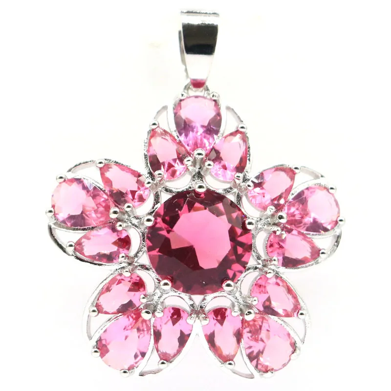 Потрясающий цветок розовый турмалин подарок для женщин Свадебный серебряный