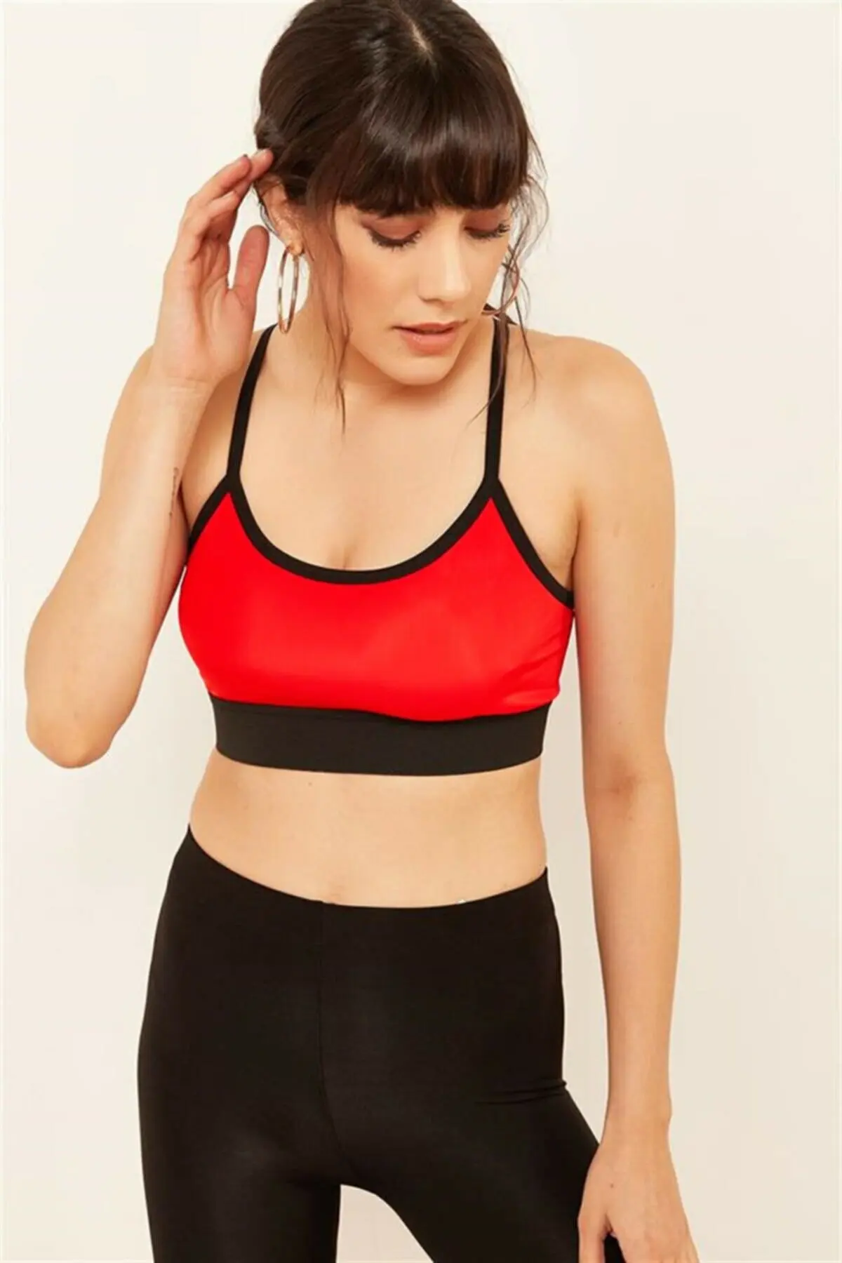 

Sports Bra Red Thin Cross Rope Strap Women's Underwear Bralette Push Up Bra Seamless Bra Gathering Feature Wrap-around Elastic