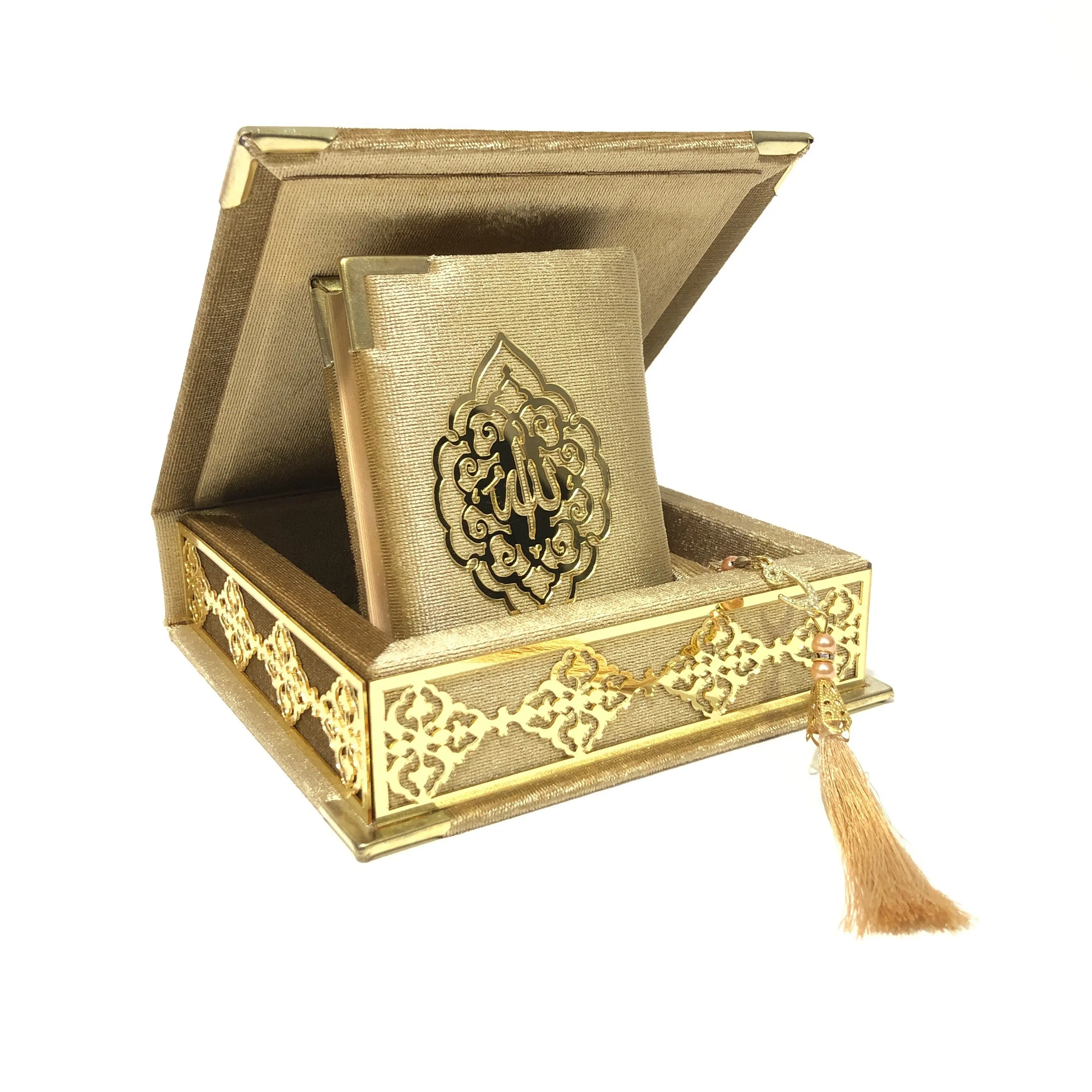 Бархат деревянный ящик Коран наборы для ухода за кожей арабский и Prayerbeads Moshaf