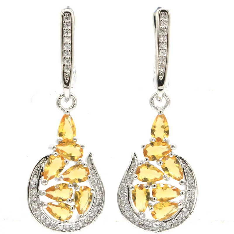 Серьги повседневные из серебра 925 пробы с цирконием 38x13 мм|925 silver drop earrings|925 earringsdrop