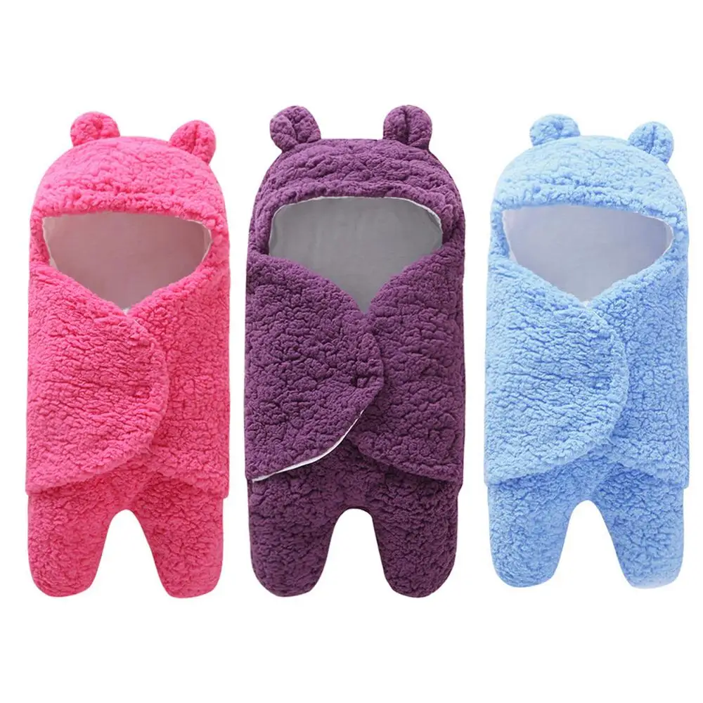 

1pc Newborn Baby Bath Towel Nap Blanket Hooded Swaddle Wrap Quilt Warm Soft Baby Swaddle Thicken Envelope Stroller Baby Bedding