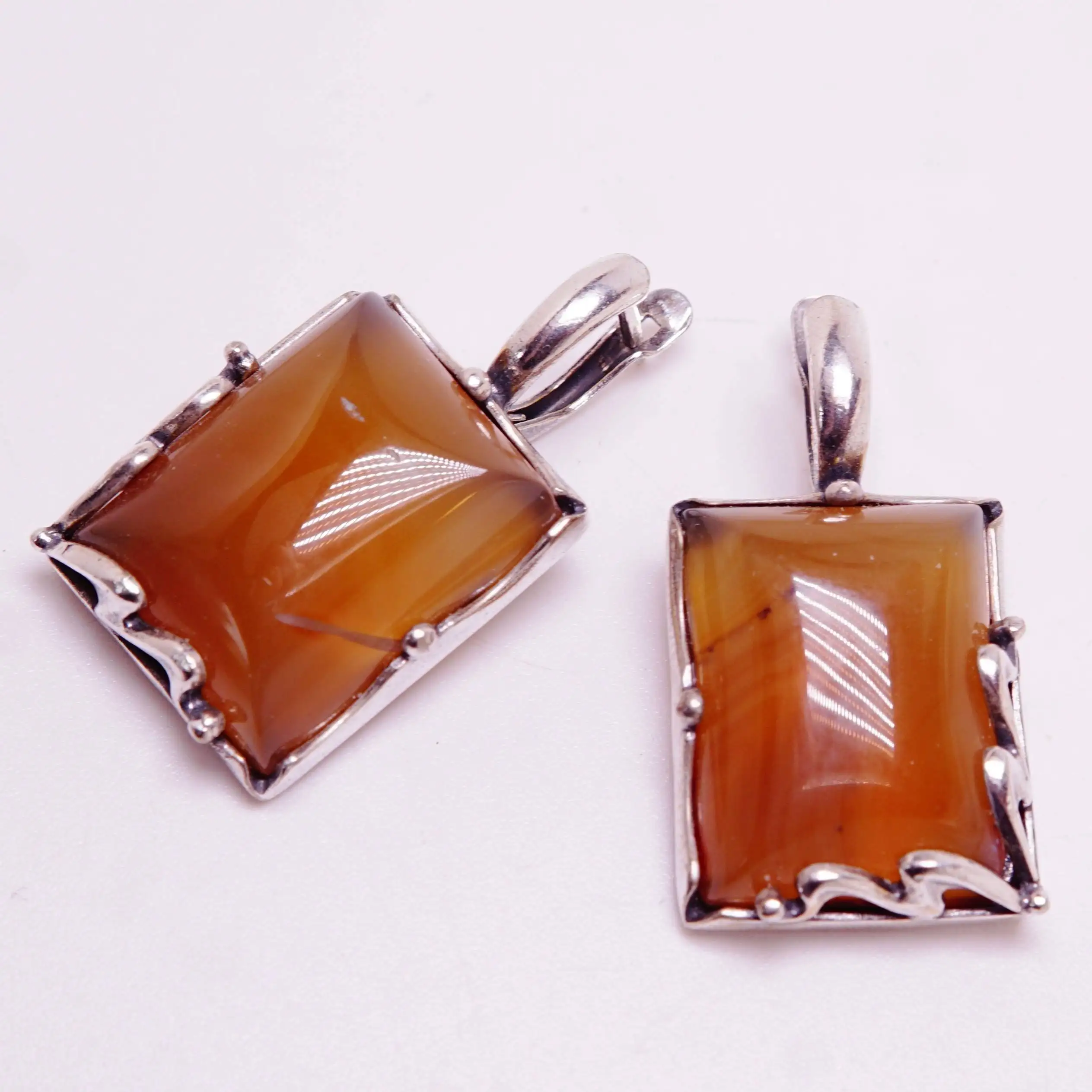 Earrings &quotgood&quot large carnelian natural silver-plated 12 Mk stones set 3794 good things |