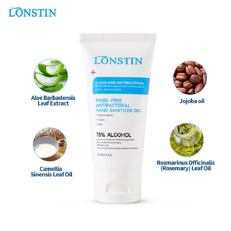 Lonstin 60ml 75% Alcohol Instant Hand Sanitizer Rinse-free Disinfectant Gel Non Sticky Fragrance Free | Красота и здоровье