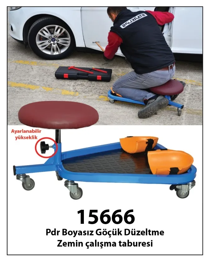 Pdr Paintless Dent Repair  wheeled floor work stool Automotive Body Shop Seat Knee Rest Set Protection Soft Base Wheels