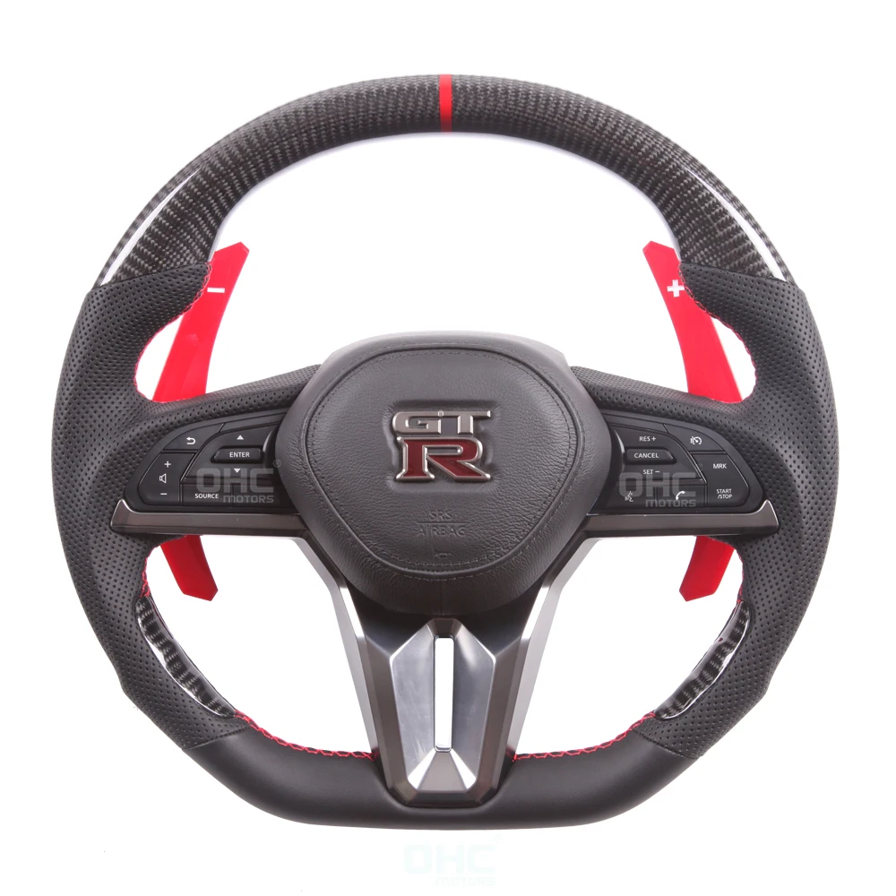 CF 100% реальное углеродное волокно светодиодное Рулевое колесо для Nissan GTR R35 Skyline Nismo