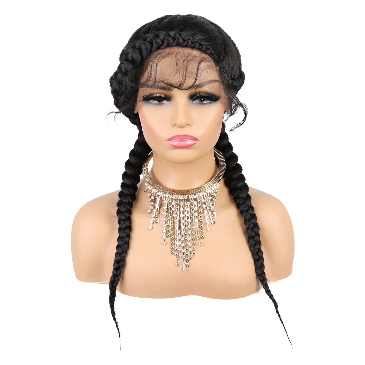 2 Box Braids Omber Black Blone Synthetic Lace Frontal Wigs High Quality  Twist Lace Wigs For Black Women