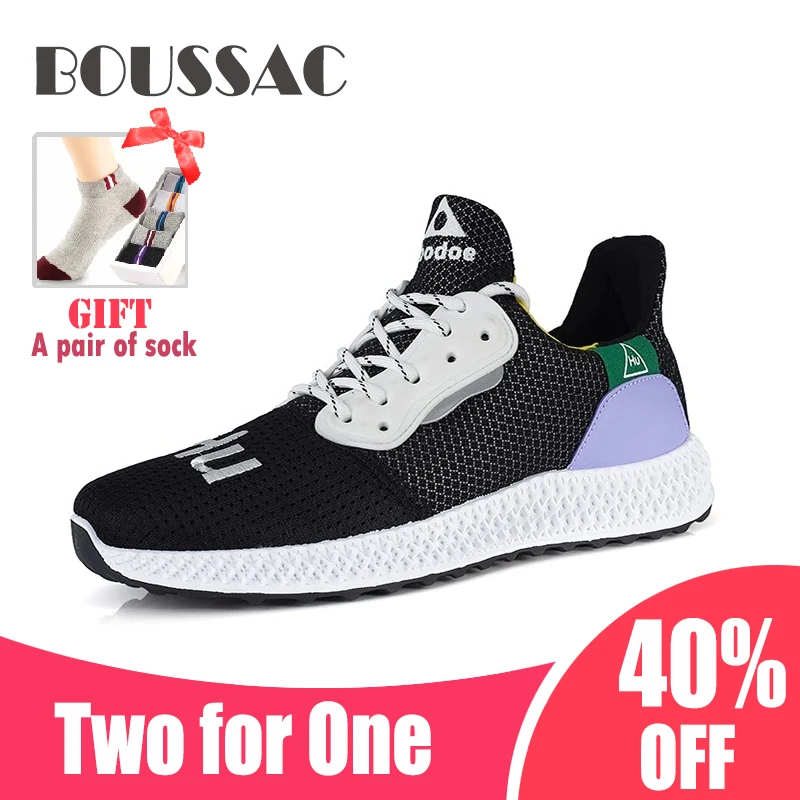 BOUSSAC 2019 весна ультра легкий открытый вразлёт плетение беговые кроссовки Сетка