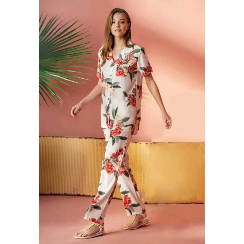 

Pajama Set Women's Short Sleeve Free Shipping From Turkey New Season High Quality