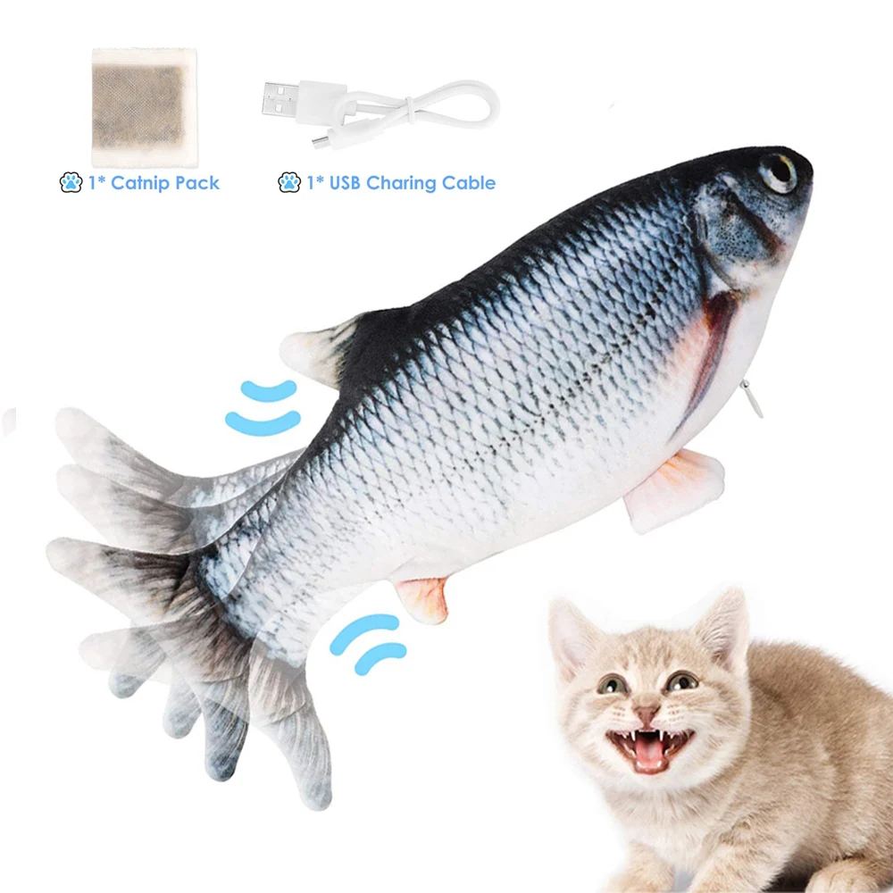 

Electronic Fish Shape Cat Toy Simulation Fish Mint Plush Toys USB Charging Funny Cat Chewing Playing Supplies Pet Molar Bite Toy