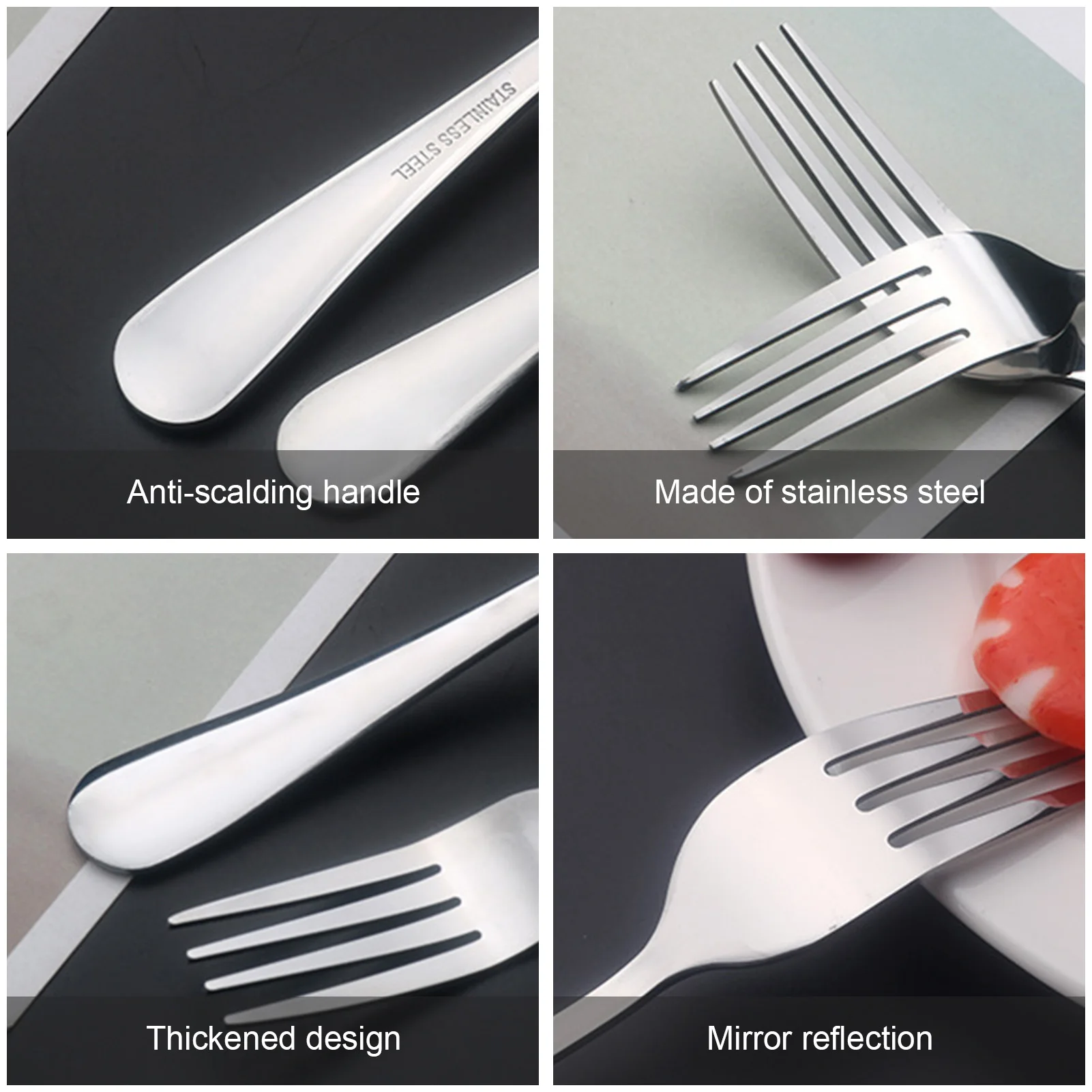

5pcs Stainless steel Forks Steak Fork Dinner Fork Fruit Salad Meat Fish Cake Dessert Multi-functional Fork Tableware Durable