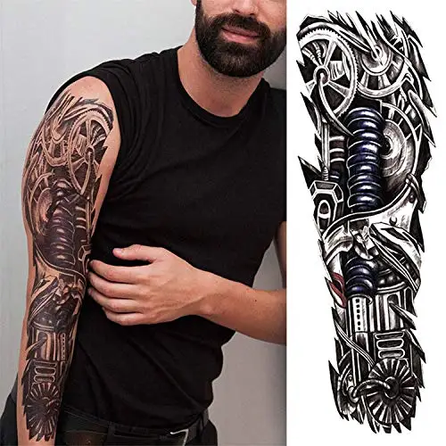 Механические Временные татуировки-наклейки на всю руку с Львом драконом Иисусом