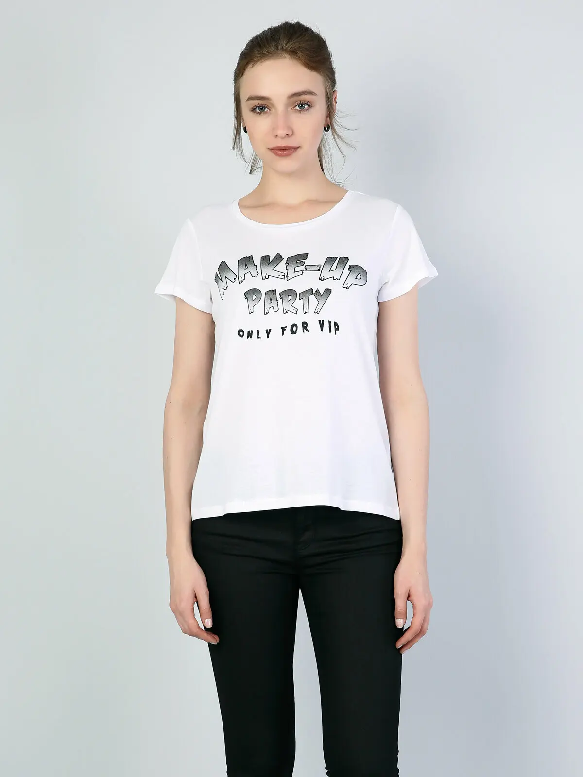 

Colins Woman Regular Fit White Short SleeveTshirtWomen's Tshirt Fashion Woman Tshirts,CL1042620