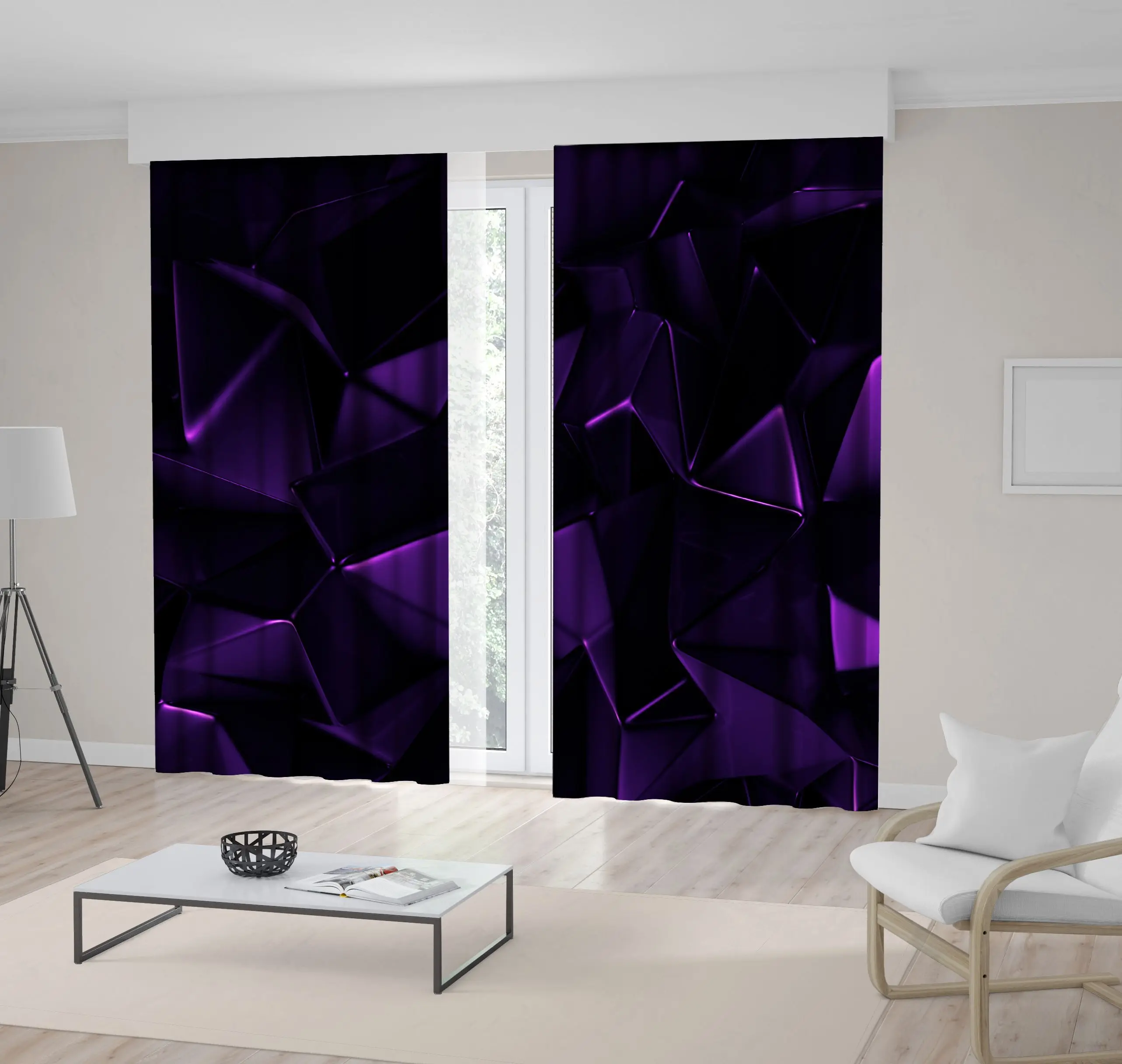 

Curtain Crystal Background with Triangles Luxury Theme Stylish Modern Art Illustration Purple Black